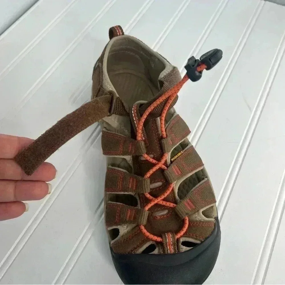 Keen‎ Washable Sandal Big Kid Brown Orange Waterproof Shoes Sz 5
